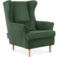 OHRENSESSEL STRALIS inklusive dekorativem Kissen, dunkelgrün - Dunkelgrün, Textil (82/108/80cm) - KONSIMO®