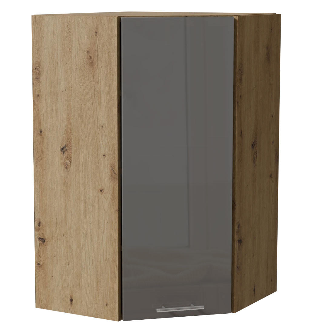Feldmann-Wohnen Eck-Hängeschrank Grau, Eiche Artisan 60x96x60 cm