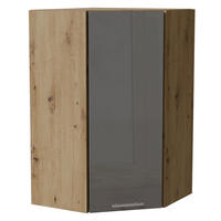 ECK-HÄNGESCHRANK Essen W4/10/60 Grau Hochglanz / Eiche Artisan Matt 60 / 60 / 96cm - Eiche Artisan/Grau, Holz/Holzwerkstoff (60/96/60cm) - Feldmann-Wohnen