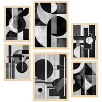 POSTER Set Mit 6 Bauhaus Architektur A3 & A4 Rahmen Aus Hellem Holz - Beige, Papier (29/3/42cm) - Nacnic