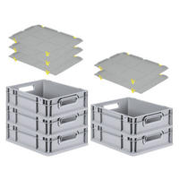 EUROBOX 5x Nextgen Economy Mit Auflagedeckel Grau/Gelb Griffe Offen 11 Liter - Gelb, Kunststoff (30/12/40cm) - PROREGAL