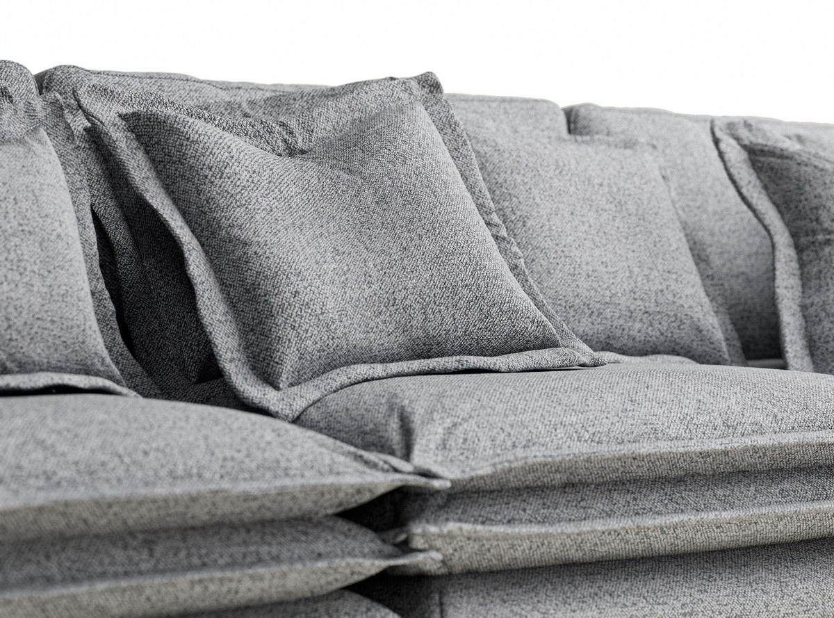 6-SITZER SOFA Amalfi Grau Webstoff - Schwarz/Grau, Holz/Holzwerkstoff (338/90/119cm) - Maison de Reve