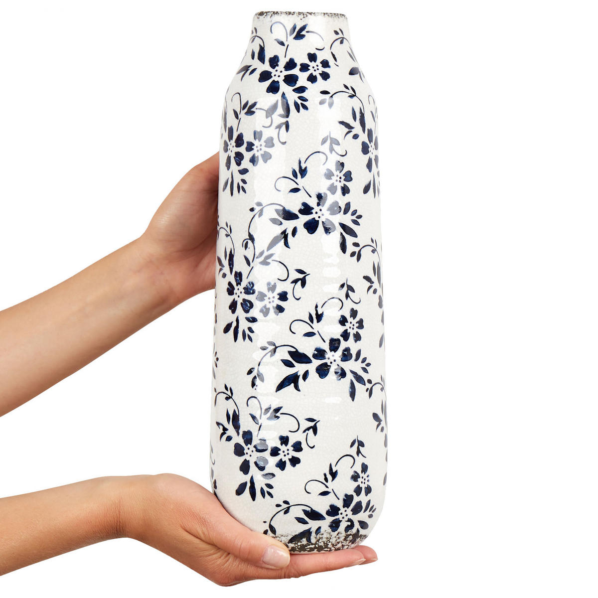 BLUMENVASE Steinzeug weiß Mulai - Weiß, Keramik (35cm) - Beliani