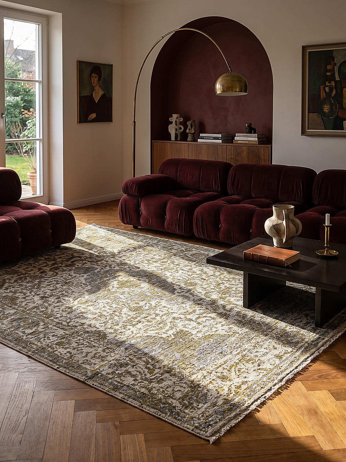 STRUKTURTEPPICH, mit Fransen, ADUR, Medaillon, Erdtöne-Grün, 120 x 160 cm - Grün, Textil (120/160cm) - KADIMA DESIGN