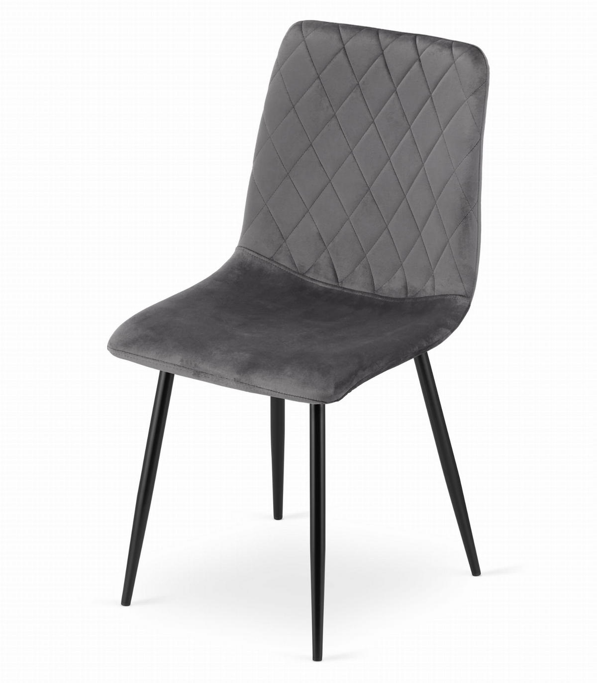 STUHL SCANNO 6-er Set, Grau, mit Samtstoff gepolstert - Anthrazit, Textil/Metall (45/89/53cm) - Komodee