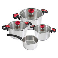TOPFSET Nelo, Edelstahl, Induktion, 7-teilig - Silberfarben, Kunststoff/Metall - KOPF