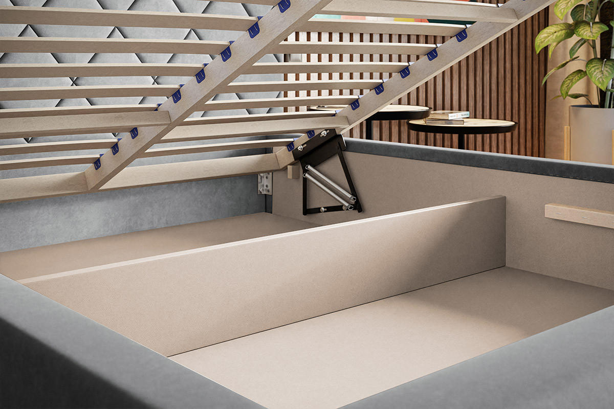 POLSTERBETT 160x200 Aron, Lattenrost, Samtstoff Hellgrau - Hellgrau, Holz/Textil (160/200cm) - Emporius