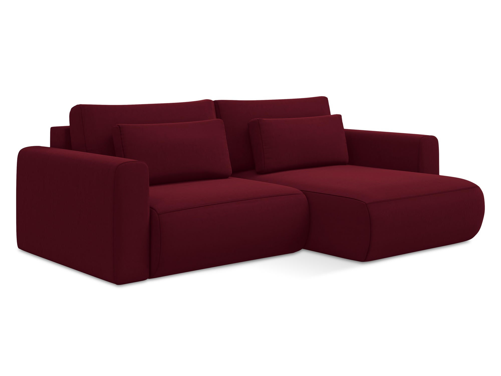 ECKSOFA mit Schlaffunktion Samt Stoff Rot - Bordeaux/Rot, Kunststoff/Textil (240/149cm) - Makamii