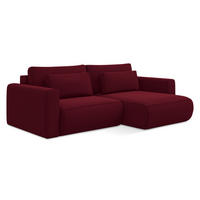 ECKSOFA mit Schlaffunktion Samt Stoff Rot - Bordeaux/Rot, Kunststoff/Textil (240/149cm) - Makamii