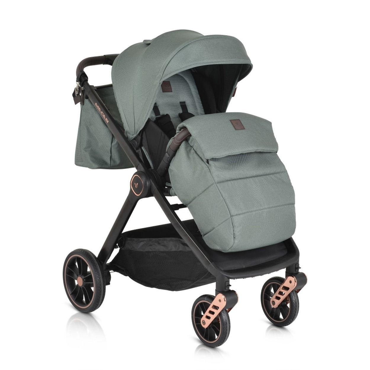 KOMBIKINDERWAGEN Macan 2 in 1 grün Babywanne Sportsitz Tasche PU-Räder Gurt - Grün, Metall (103/60/105cm) - Cangaroo