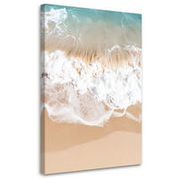 LEINWANDBILD Strand Meer Wellen Natur beige 60x90cm - Beige, Textil (60/90cm) - Feeby