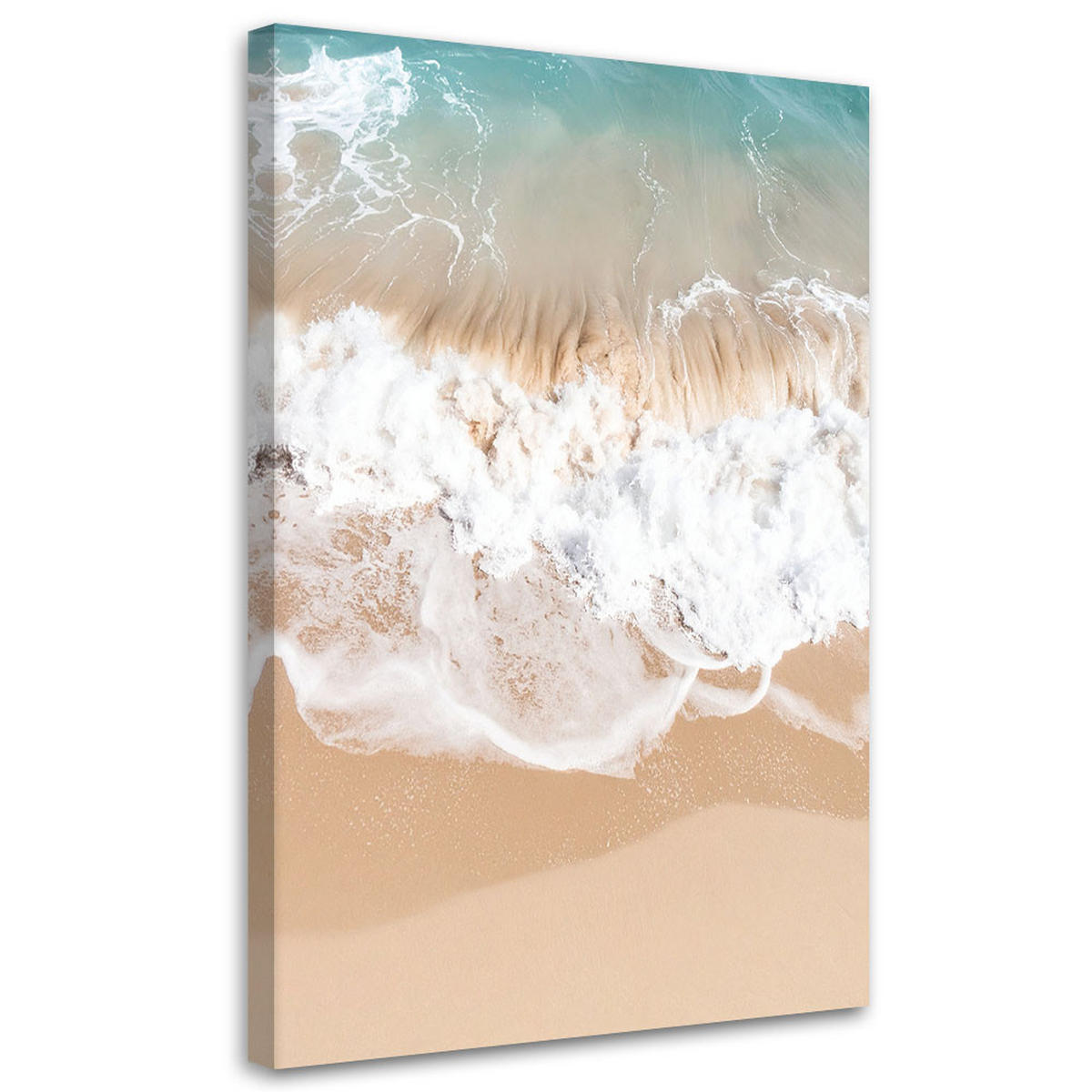 LEINWANDBILD Strand Meer Wellen Natur beige 60x90cm - Beige, Textil (60/90cm) - Feeby