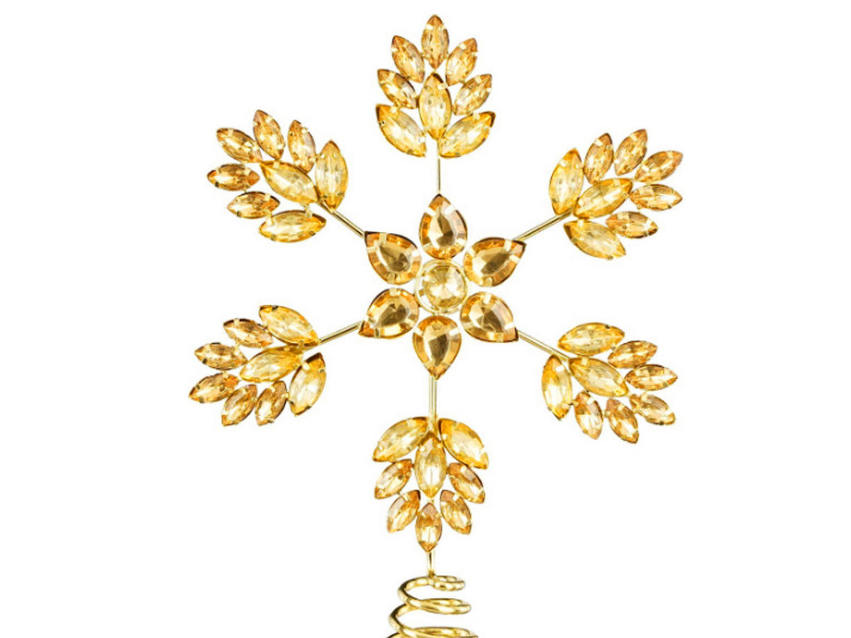 CHRISTBAUMSPITZE Schneeflocke Gold I, 28 cm, Metall - Goldfarben, Metall (17.5/28/17.5cm) - LAALU