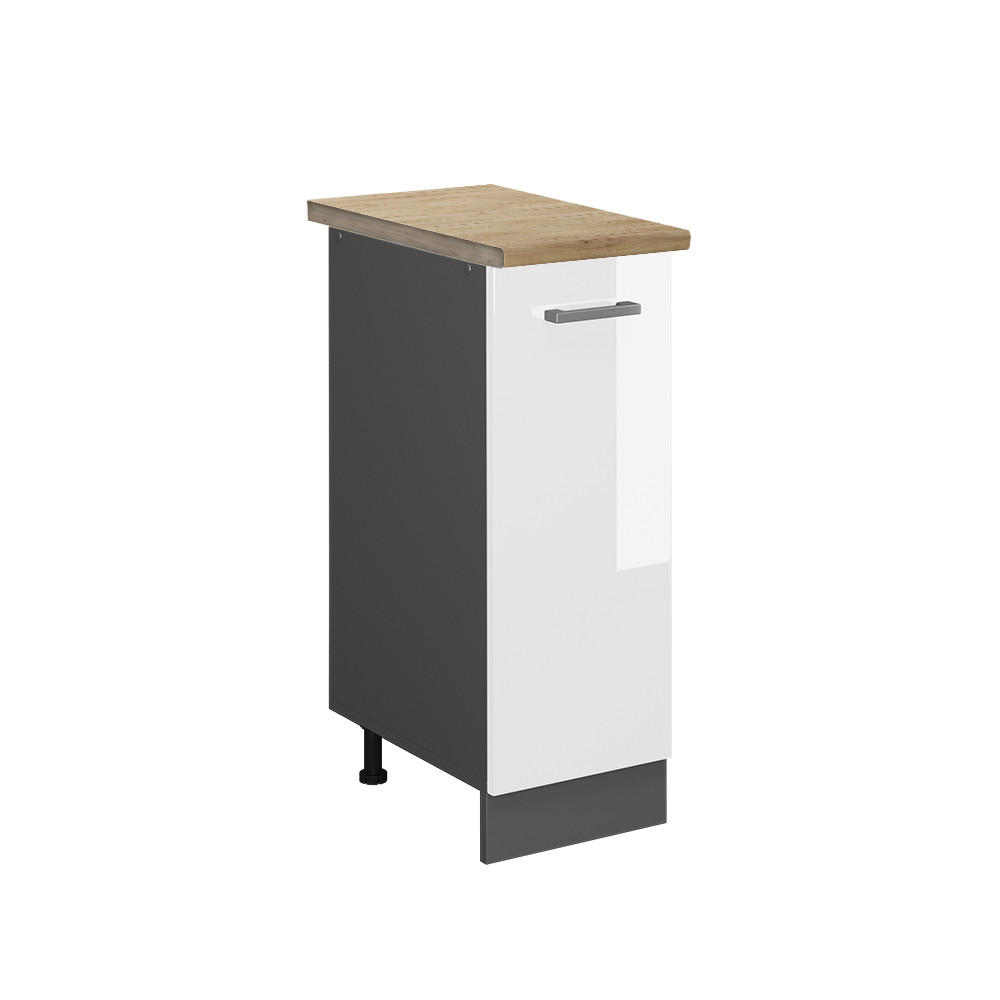 APOTHEKERSCHRANK R-Line Weiß Hochglanz 30 cm, AP Eiche - Weiß Hochglanz/Anthrazit, Holzwerkstoff (30/81.6/60cm) - Vicco
