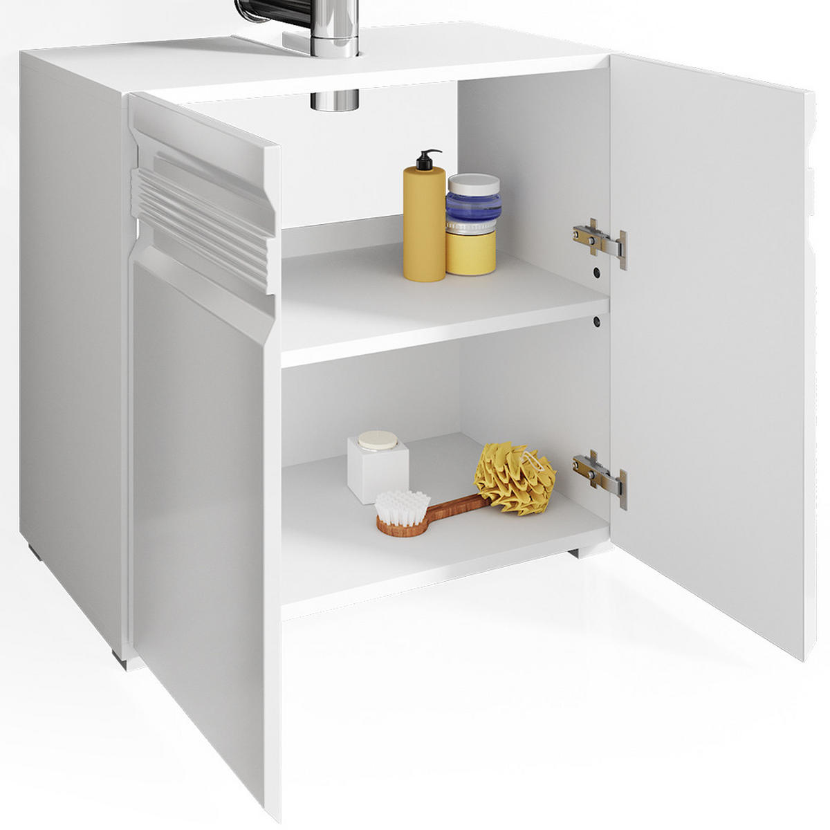 WASCHBECKENUNTERSCHRANK Fredd Weiß 60 x 60 cm - Weiß Hochglanz, Holzwerkstoff (60/60/34cm) - Vicco