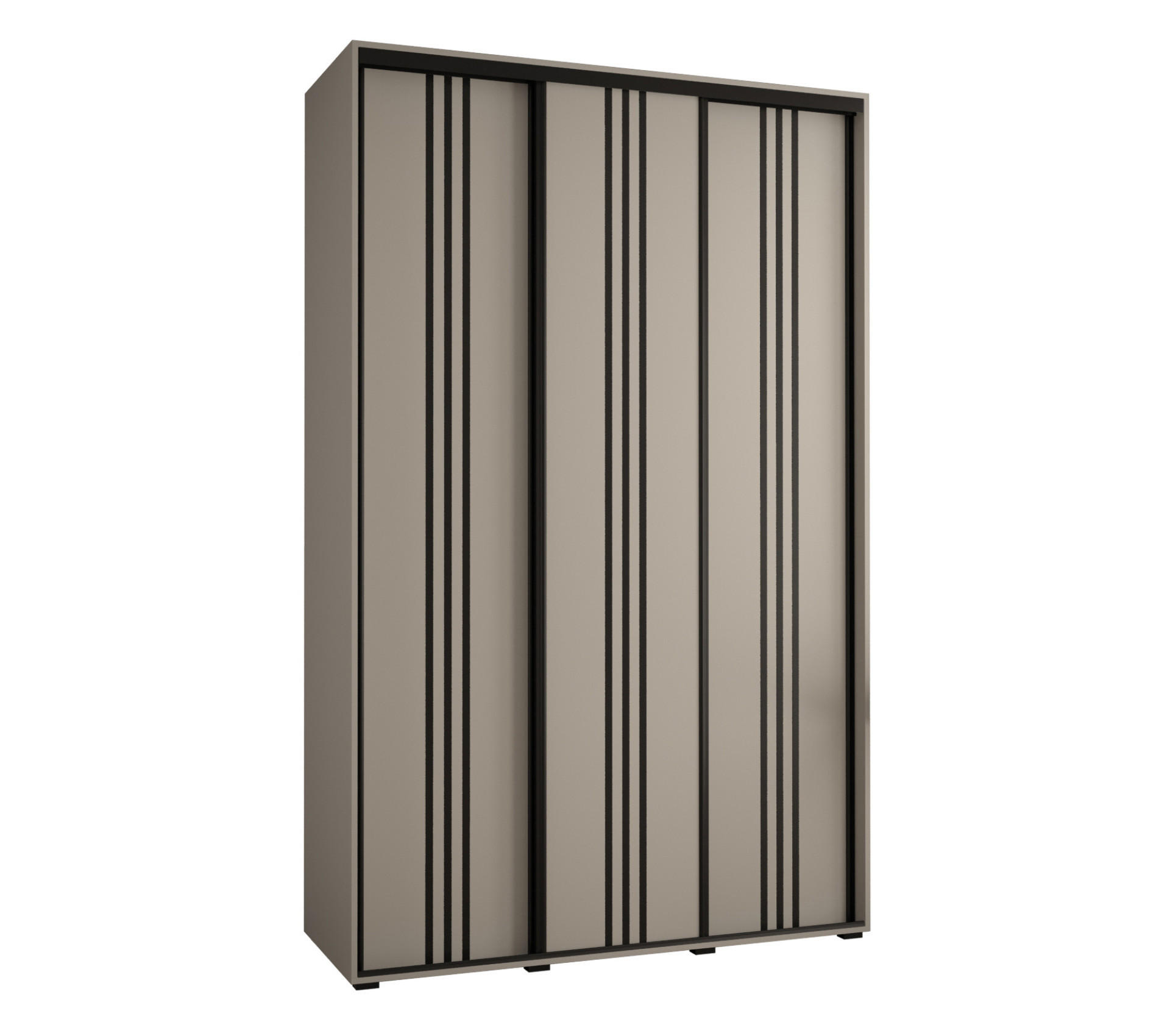 SCHWEBETÜRENSCHRANK 235,2/160/45 3-türig - Kaschmir/Schwarz, Holz/Metall (160/235.2/45cm) - MÖBEL KRYSPOL