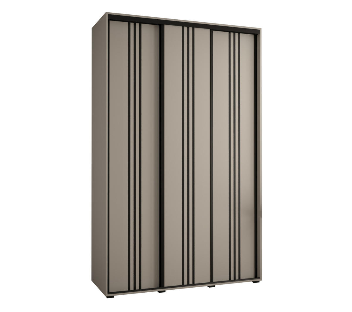 SCHWEBETÜRENSCHRANK 235,2/160/45 3-türig - Kaschmir/Schwarz, Holz/Metall (160/235.2/45cm) - MÖBEL KRYSPOL