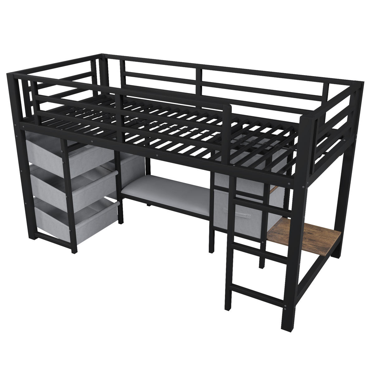 HOCHBETT 90/200 cm Schwarz aus Metall mit LED-Beleuchtung - Schwarz, Metall (90/200cm) - OKMYHOME