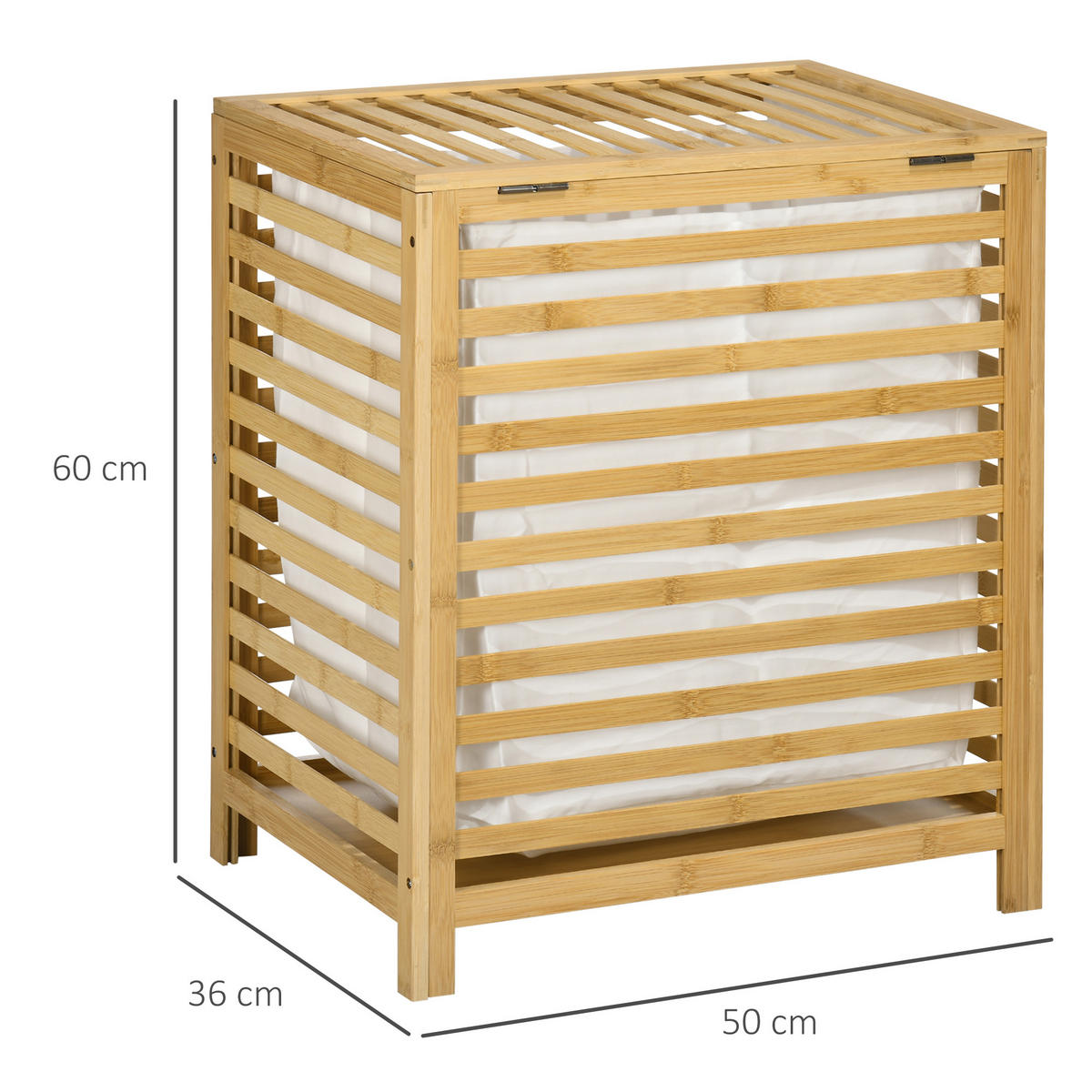 WÄSCHEKORB, Bambus, Vliesstoff Naturholz - Naturfarben, Naturmaterialien (36/60/50cm) - HOMCOM