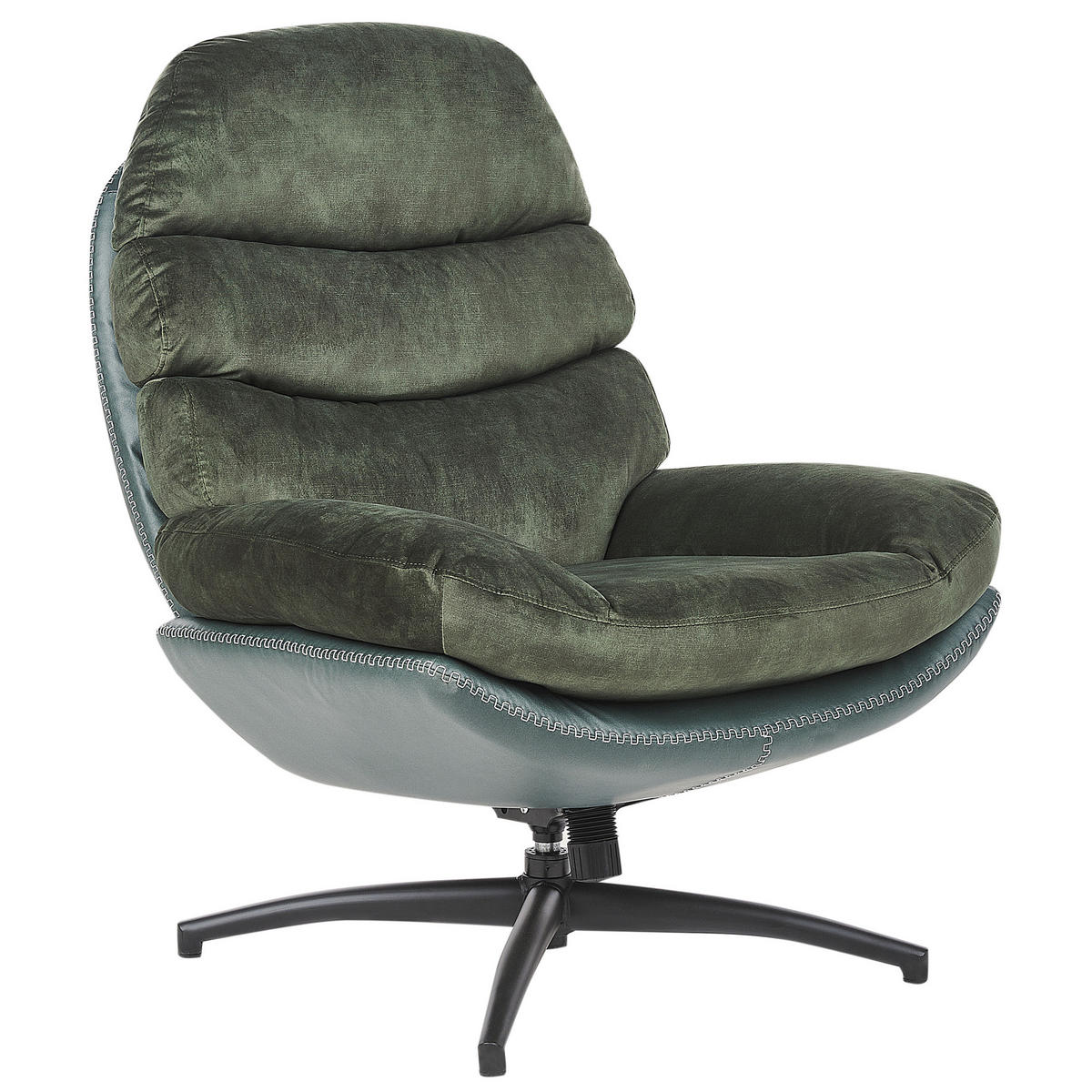 STUHL mit Fußhocker Dunkelgrün Eide - Schwarz/Grün, Textil (78/100/87cm) - Beliani