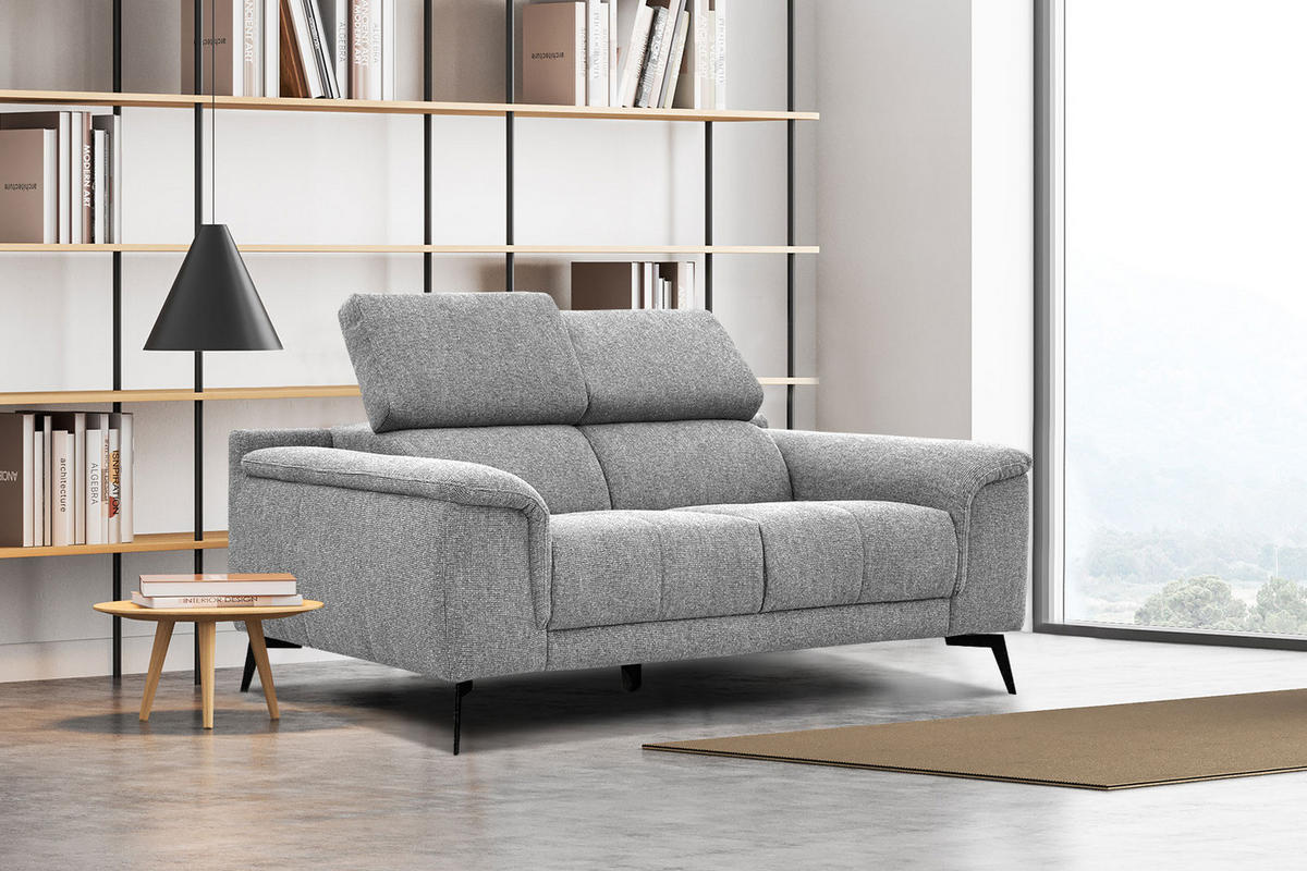 SOFA FIERO 2-Sitzer, silberfarben - Silberfarben/Schwarz, Holzwerkstoff/Textil (170/82/103cm) - Courtois Laville
