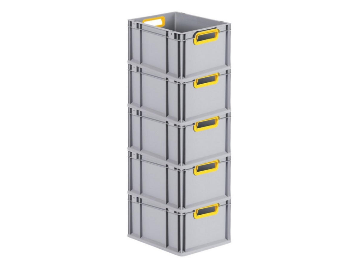 EUROBOX 5x Nextgen Color 22x30x40cm 20 Liter Griffe Gelb Offen - Gelb, Kunststoff (30/22/40cm) - PROREGAL