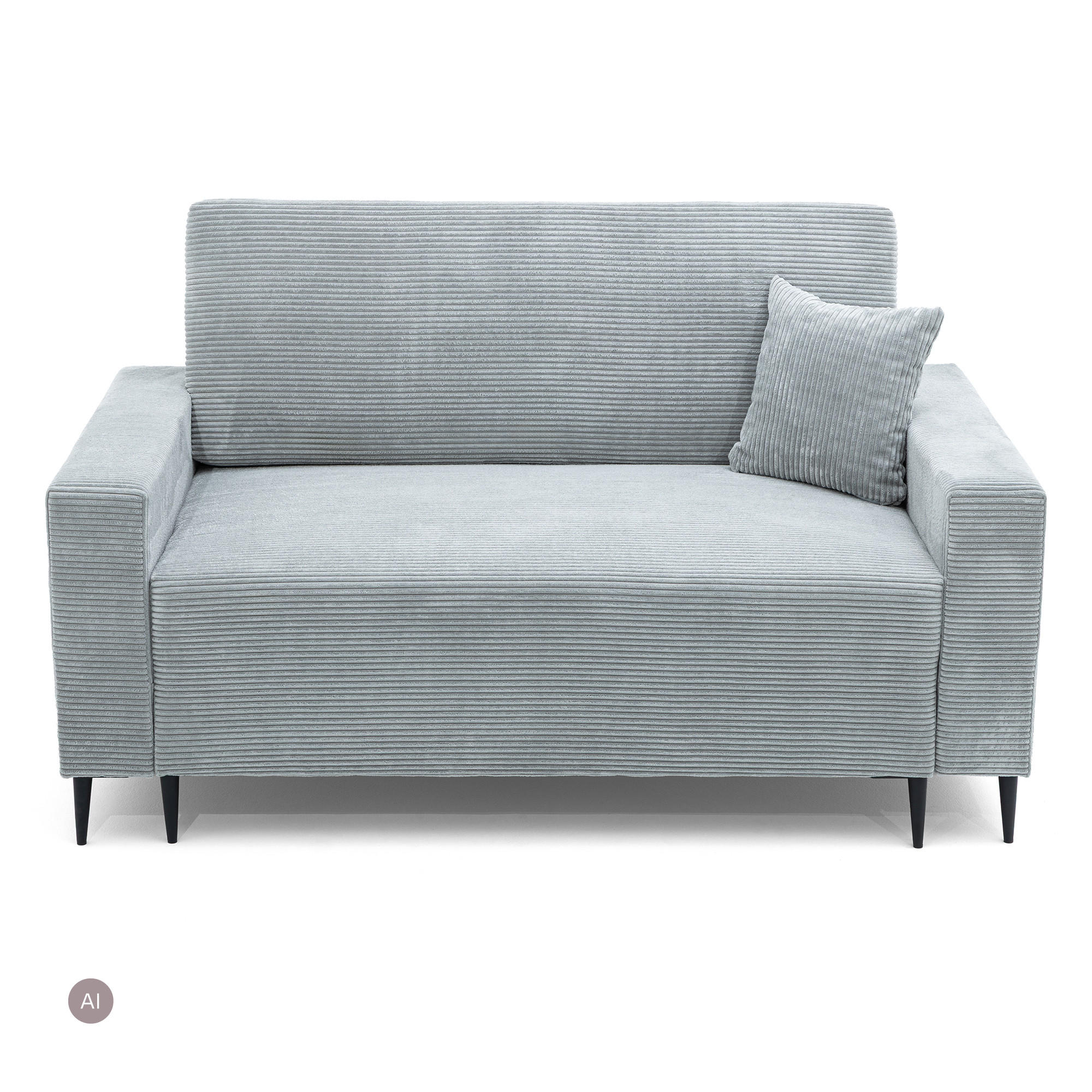 3-SITZER-SOFA EDEL mit Schlaffunktion und Bettkasten, Cordstoff Hellgrau - Hellgrau/Schwarz, Holz/Textil (165/94/100cm) - NACANAPA
