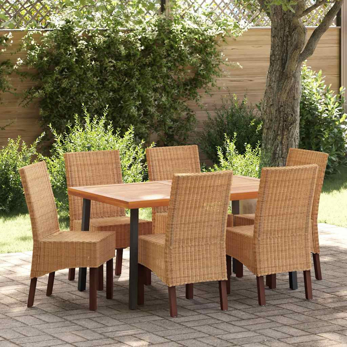 ESSZIMMERSTÜHLE Viso 6er-Set Natur Rattan Braun - Braun, Holz (135/93/62cm) - DELUKE