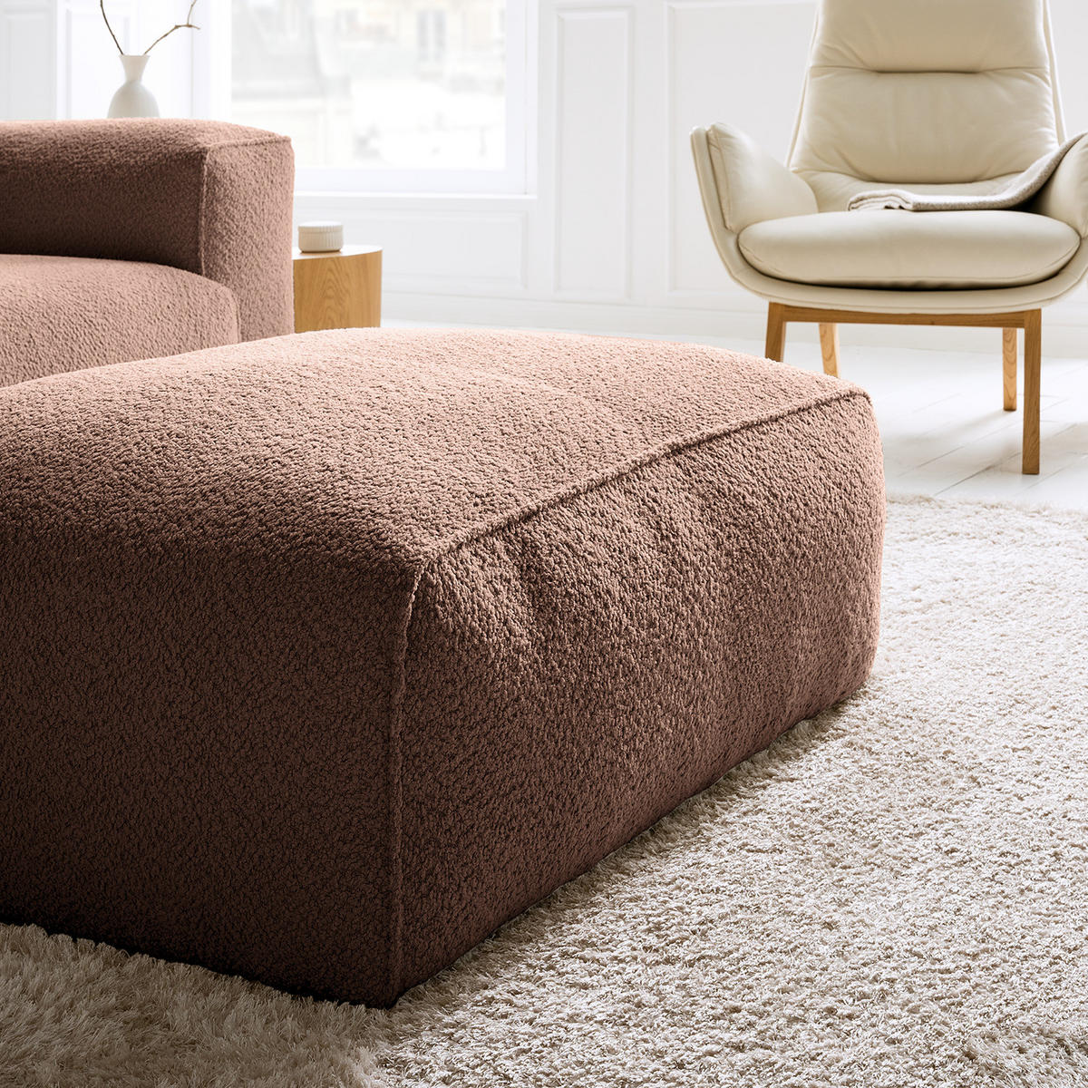 POLSTERHOCKER - Mauve/Schwarz, Kunststoff/Textil (81/38/100cm) - home24