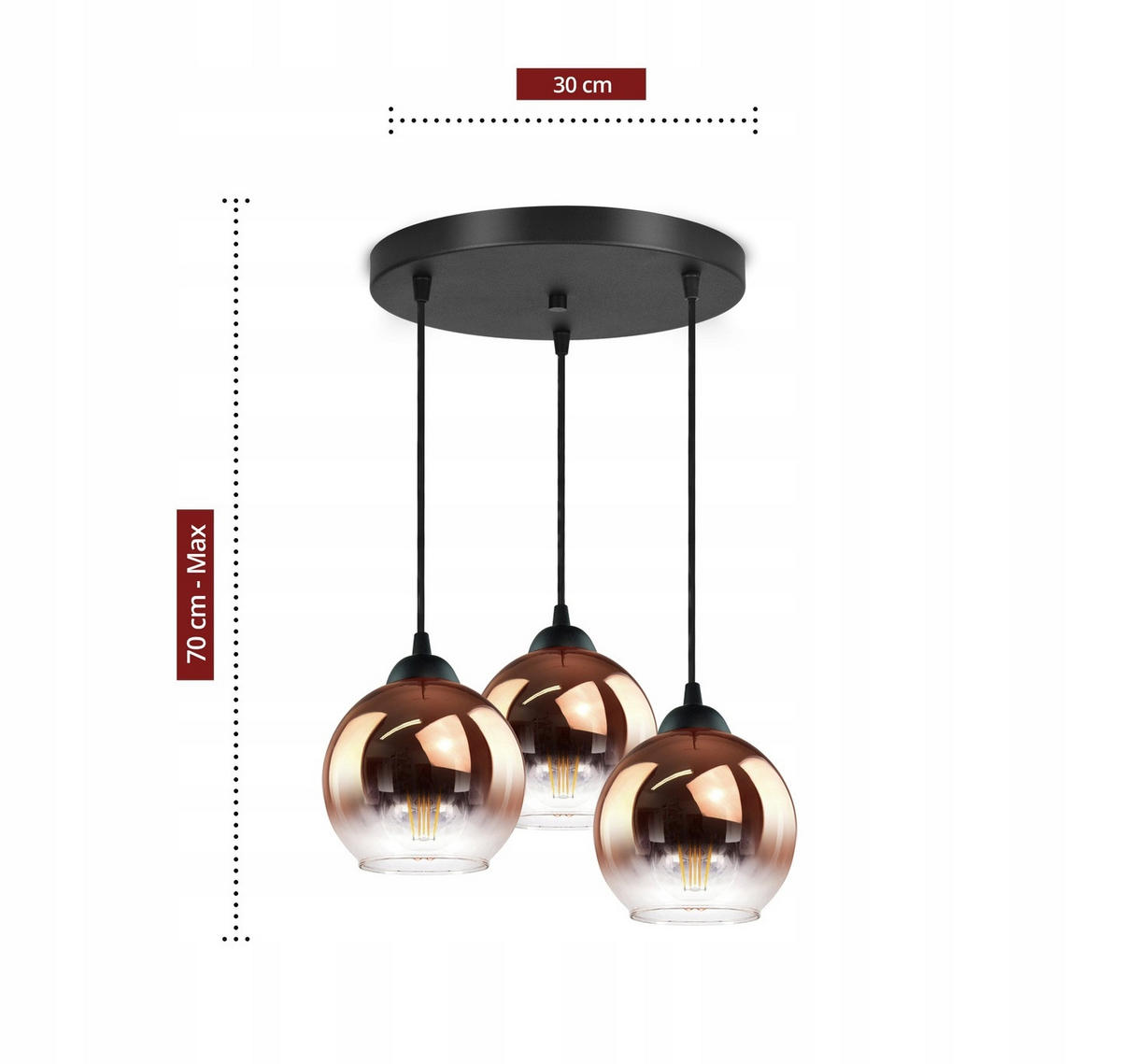 PENDELLEUCHTE MASUR - Transparent/Goldfarben, Glas/Metall (35/35/80cm) - kiki design
