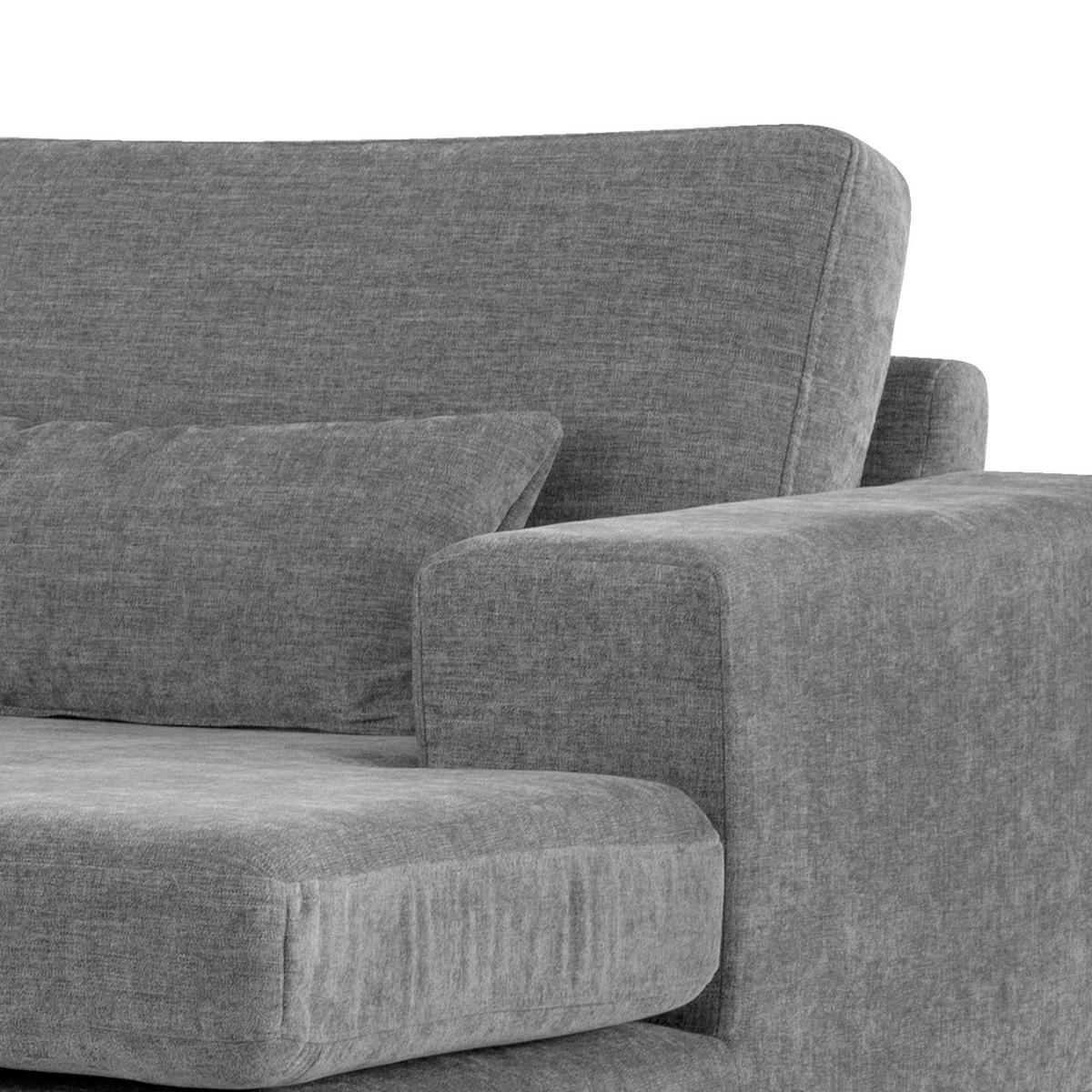ECKSOFA mit Longchair - Eichefarben/Dunkelgrau, Eichenholz/Textil (281/153cm) - home24