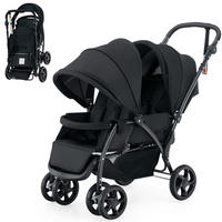GESCHWISTERWAGEN klappbar schwarz - Schwarz, Metall (57/123/95cm) - COSTWAY