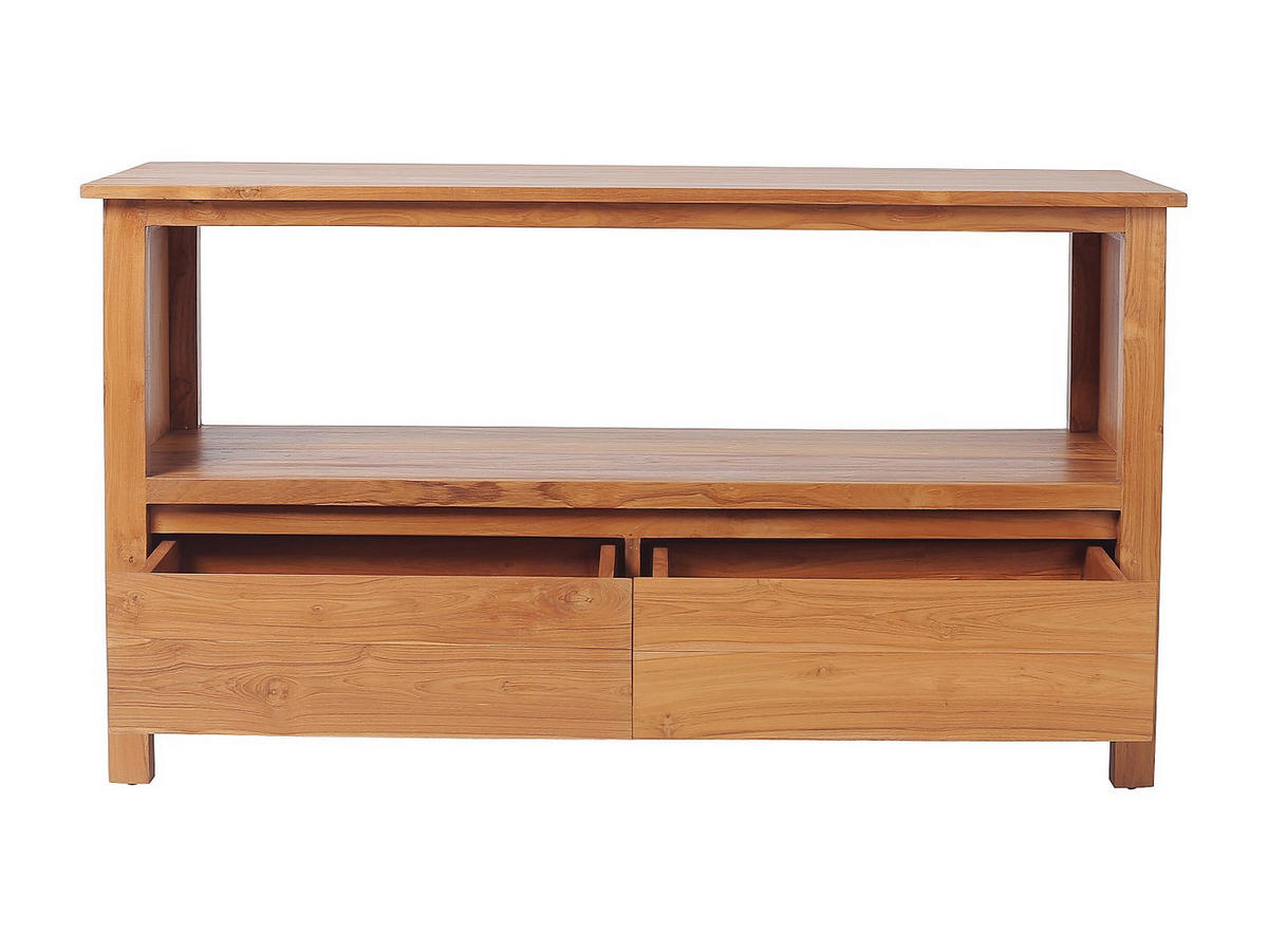 WASCHBECKENUNTERSCHRANK - 135 cm x 50 cm - Holz, Platte - Naturfarben Hell - KETAPANG - Naturfarben, Holz (135/75/50cm) - Vente-Unique