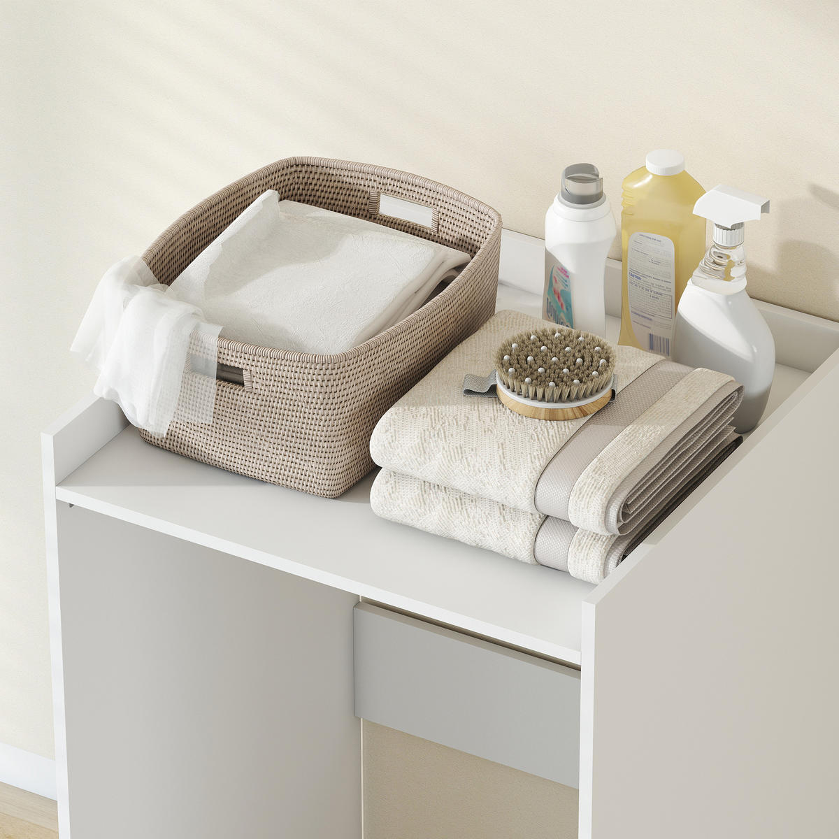 BADEZIMMERSCHRANK DE-08515 mit Waschmaschinenfach Weiß - Weiß, Holzwerkstoff (60/97.5/64cm) - ComfortXL