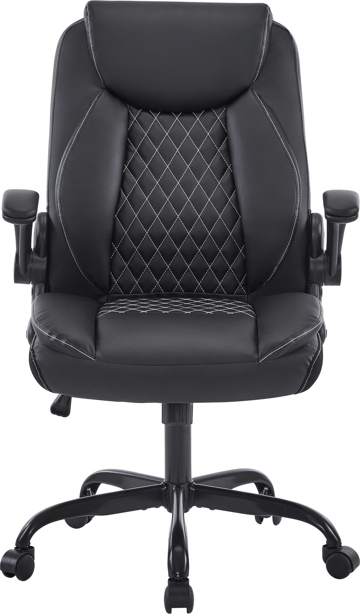 CHEFSESSEL DE-41049 mit Flip-up-Armlehnen und Lendenstütze Schwarz - Schwarz, Metall (64/102/64cm) - ComfortXL