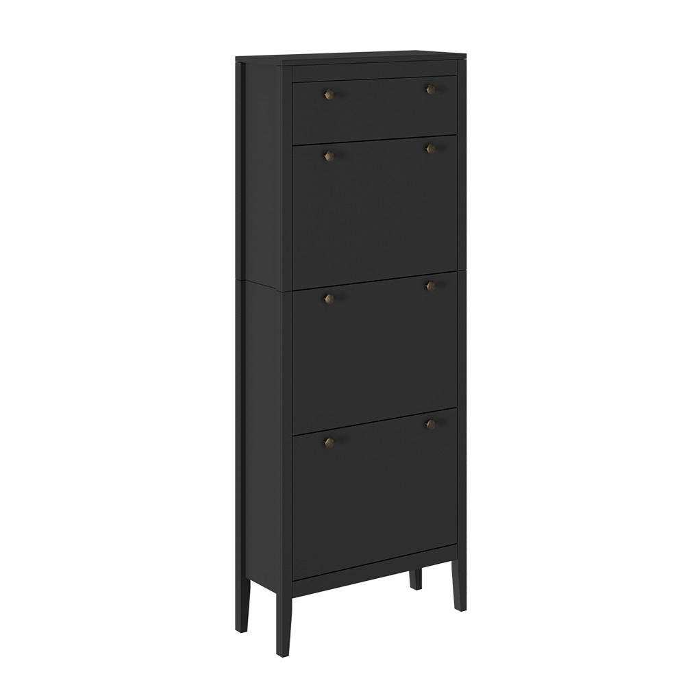SCHUHSCHRANK Aron Schwarz 60 x 153 cm ,3 Fächer - Schwarz, Holzwerkstoff (60/153/23.5cm) - Vicco