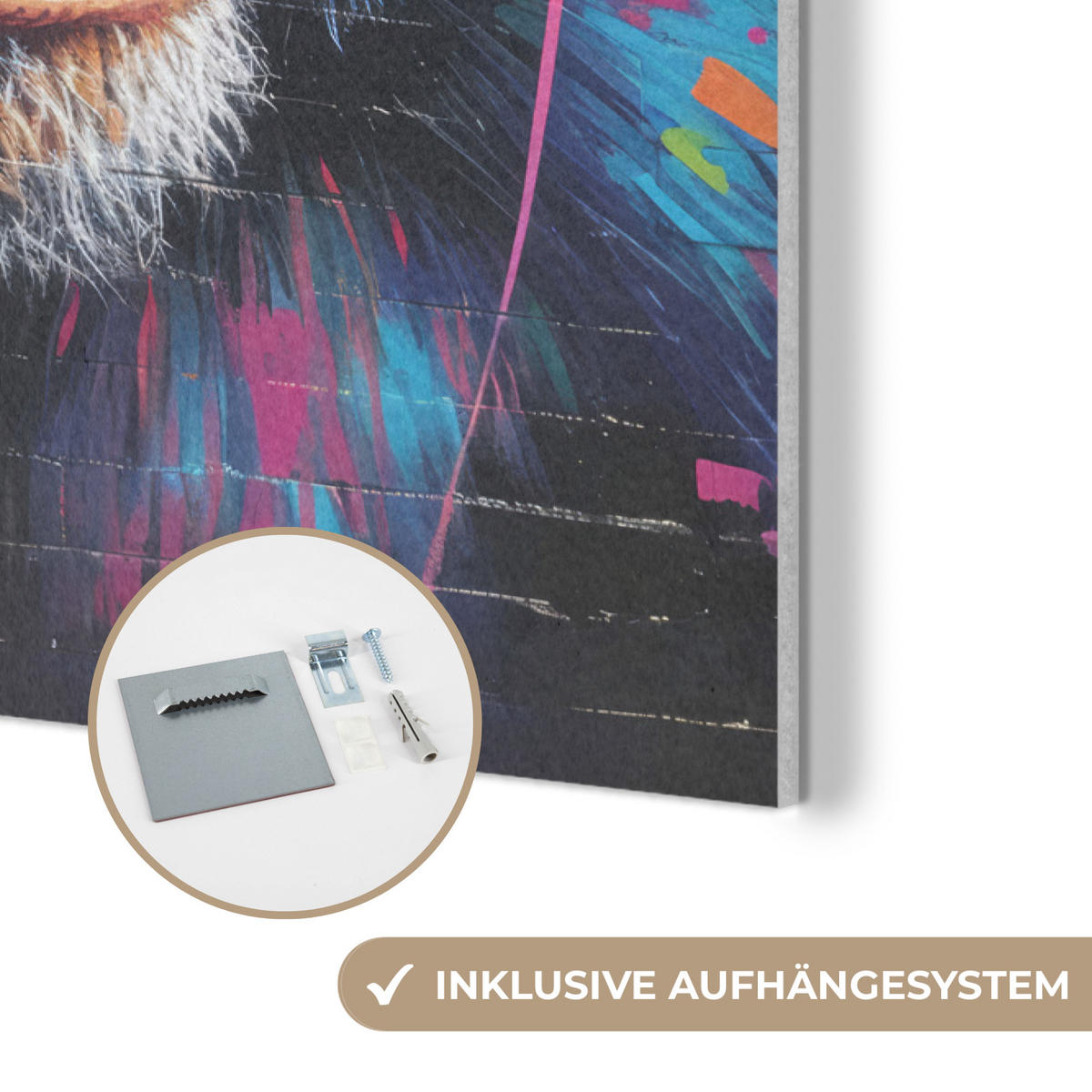 AKUSTIKBILD Graffiti - Schimpanse - Straßenkunst - Kopfhörer - Affe Wanddeko 60x90 cm - Blau, Kunststoff (60/90/0.9cm) - MuchoWow