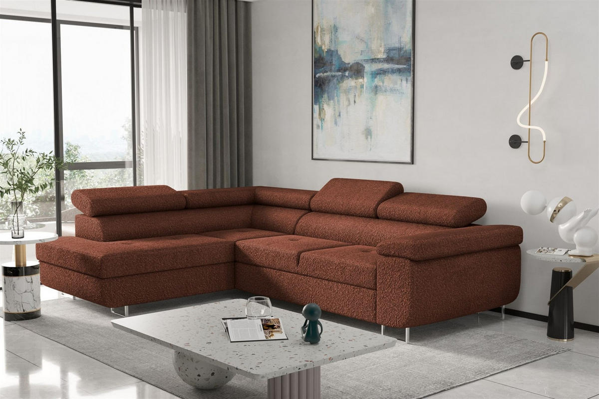 ECKSOFA Jade Mit Schlaffunktion - Braun, Holzwerkstoff/Textil (202/275cm) - Fun Möbel