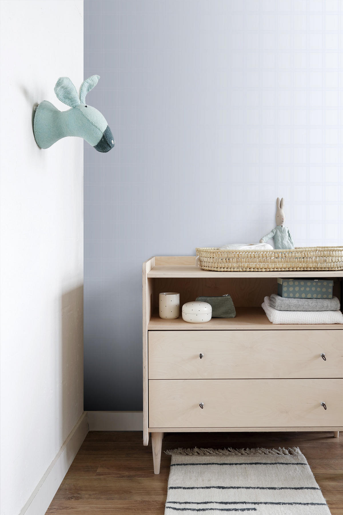 TAPETE Karomuster 53 cm x 10.05 m - Blau, Papier (53/0.1cm) - Origin Wallcoverings