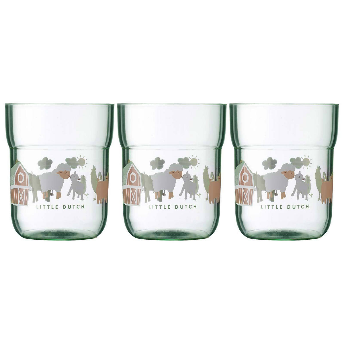KINDER-TRINKGLÄSER Mio Little Farm 250 ml 3er Set - Grün, Kunststoff (0.25L) - Mepal