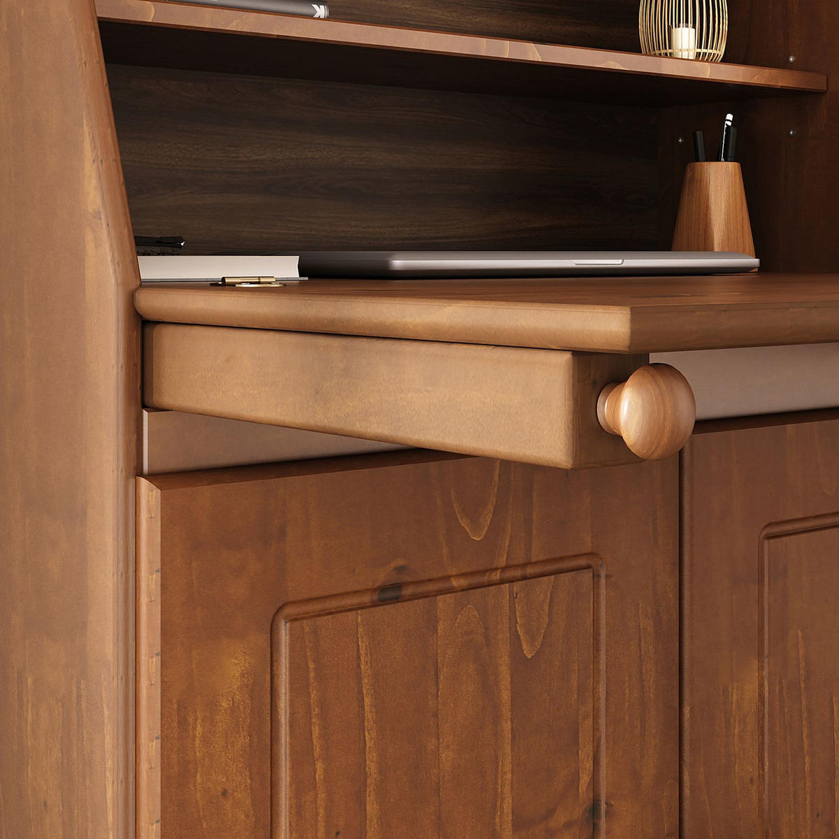 SEKRETÄR DAVID - Kastanienfarben, Holz (38/82/117cm) - IDIMEX