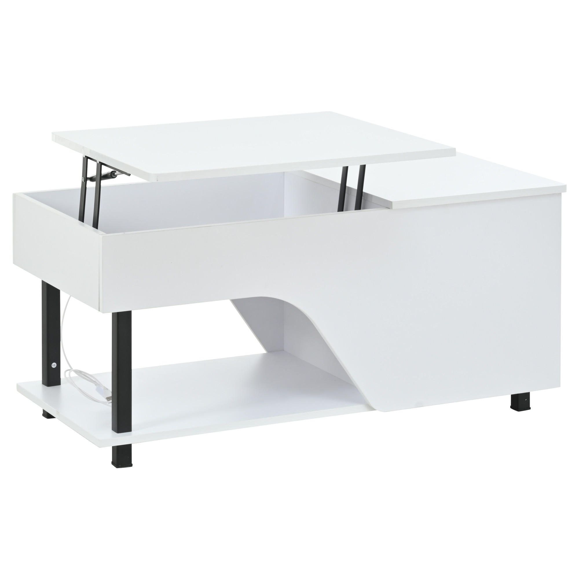 COUCHTISCH Weiß mit LED und Stauraum 100/50/46 cm - Weiß, Holzwerkstoff (100/50/46cm) - PANGIVO