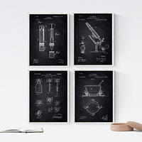 POSTER Set mit 4 Schwarz Apotheke Patent A4 Rahmenlos - Klar, Papier (29.7/3cm) - Nacnic