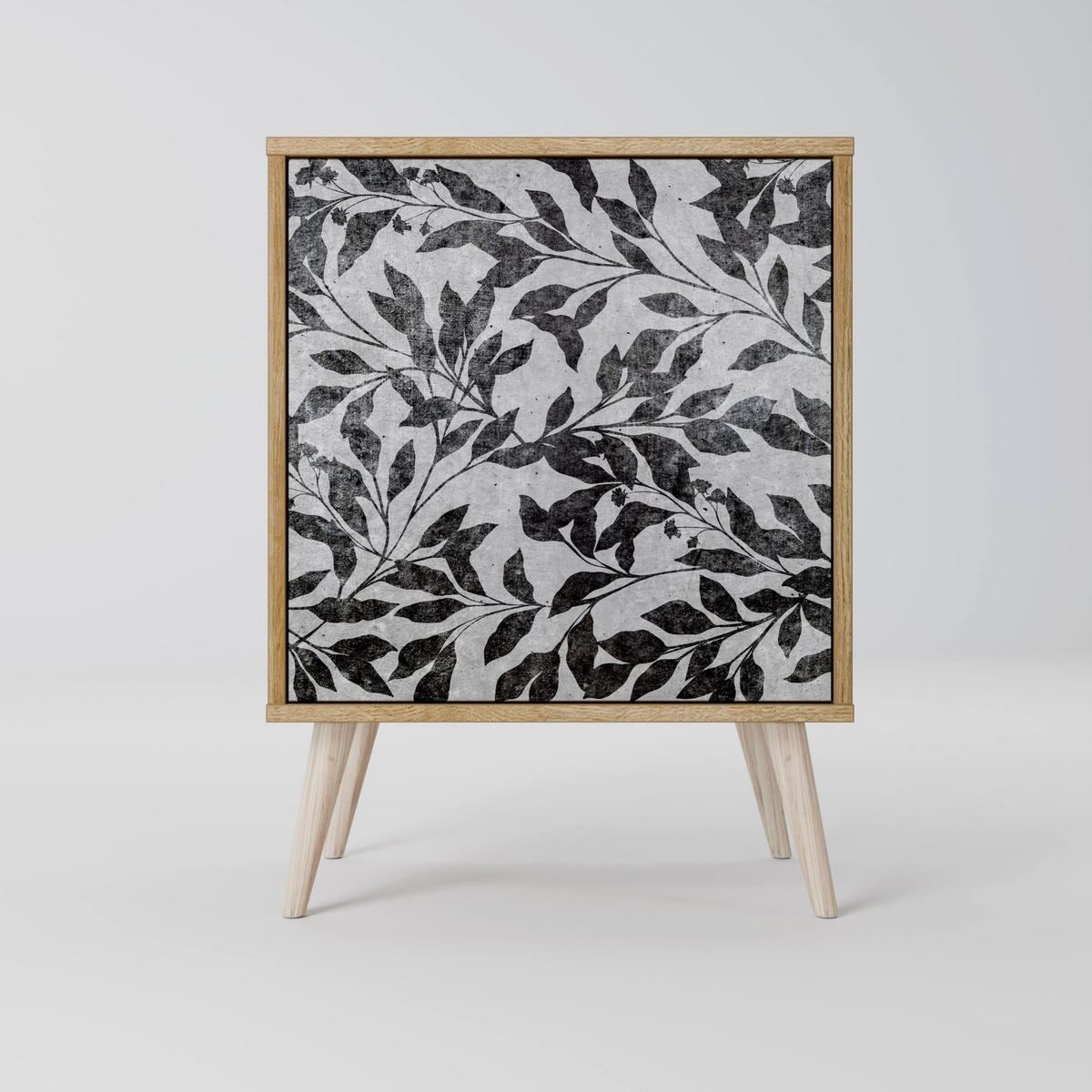 SIDEBOARD CHARCOAL SPROUT, Grau, 57,5x42x67,5 cm, Schwarze Metall-Rahmenfüße - Multicolor/Schwarz, Holzwerkstoff/Metall (57.5/67.5/42cm) - SpaceRebels