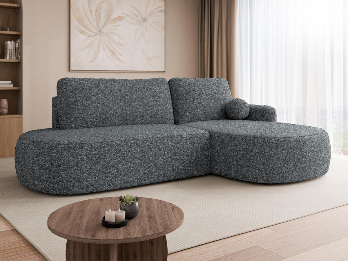 ECKSOFA Loridu O, Seite: Rechts - Dunkelgrau/Schwarz, Holz/Kunststoff (274/174cm) - MIRJAN24