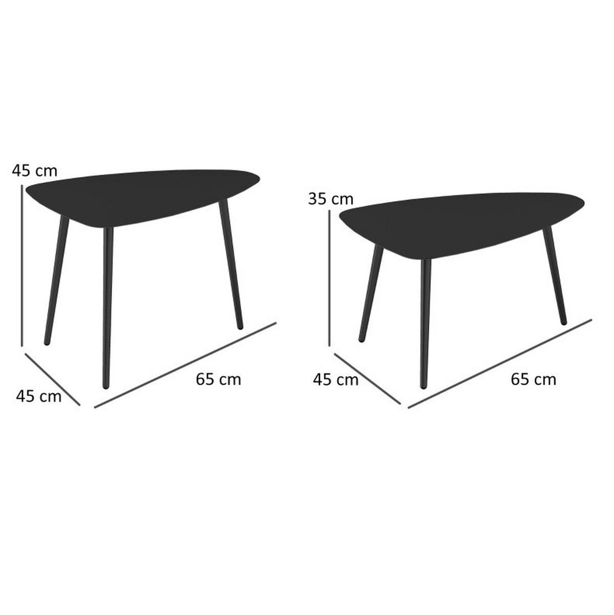 GARTENTISCH aus Stahl 65x45x45/35 cm Schwarz im 2er Set - Schwarz, Metall (65/45/45cm) - Modfu