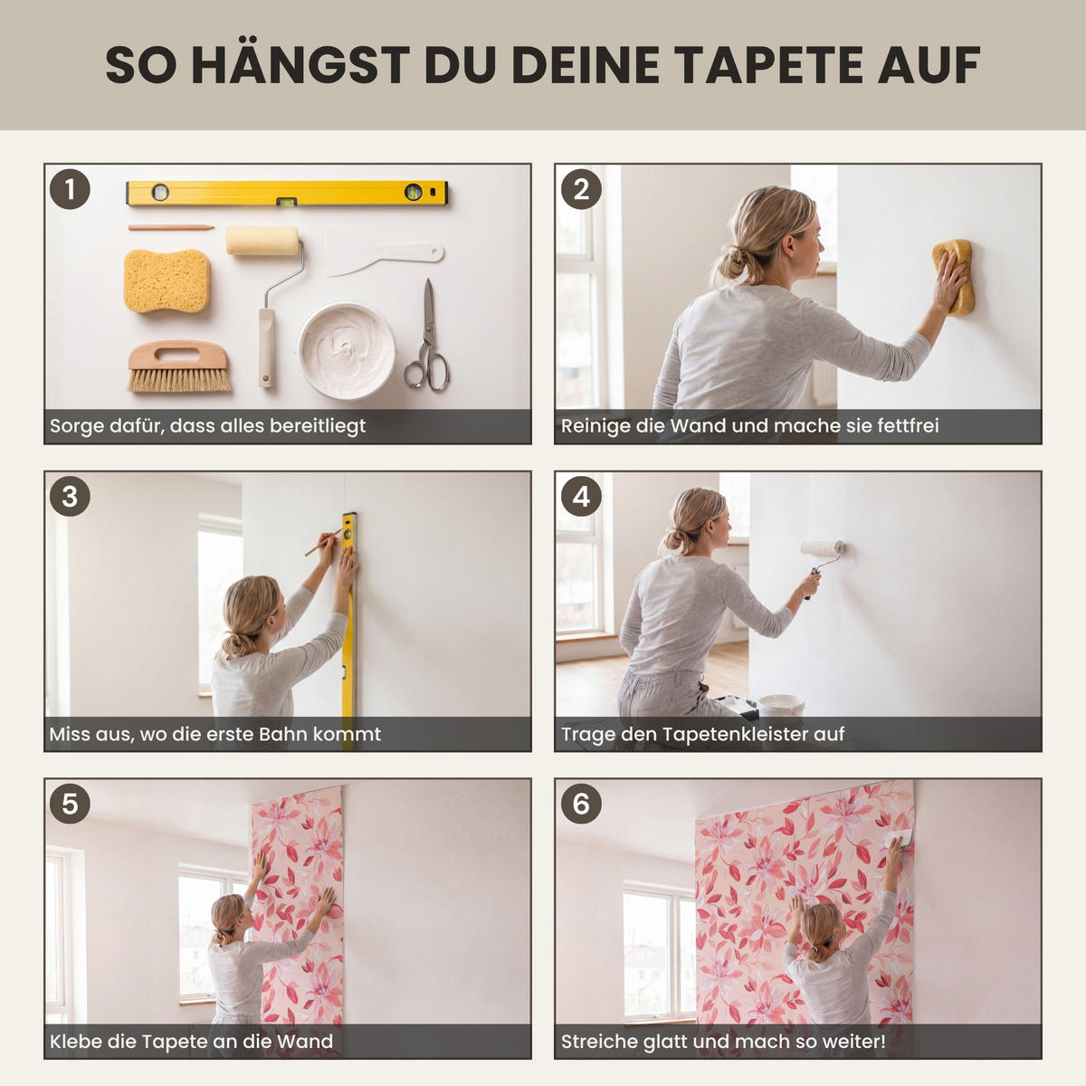TAPETE - Botanisch - Blumen - Rot - 160x280 cm - Koralle, Papier (160/280cm) - OnlyWow