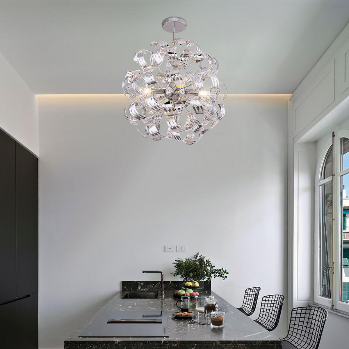DECKENLEUCHTE FALLA Metall Silber - Silberfarben, Metall (50/50/56cm)