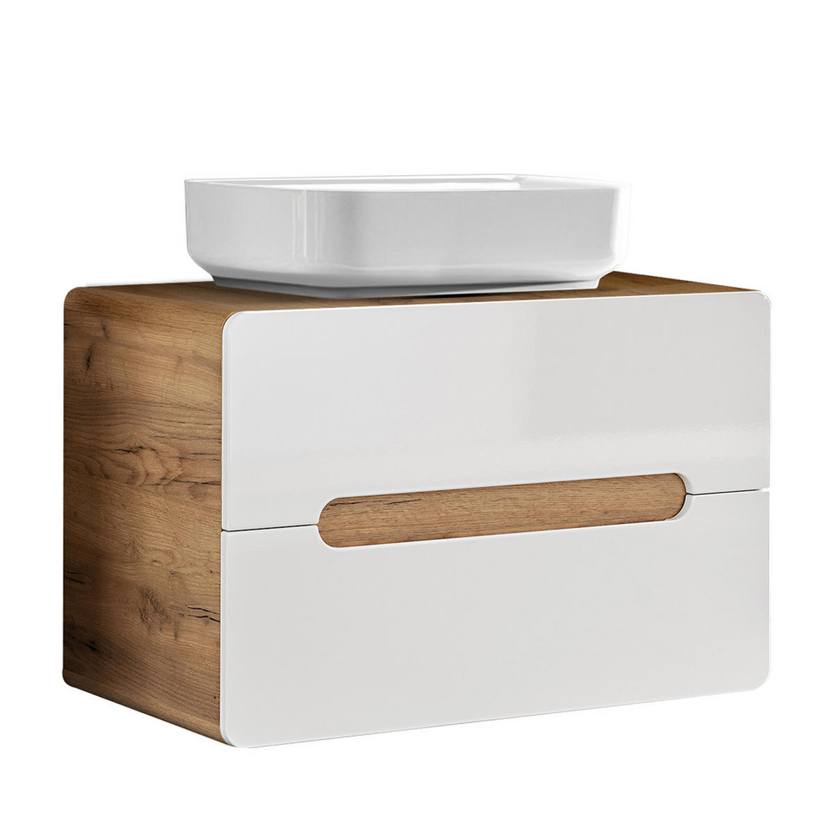 BADMÖBEL-SET 2-TLG. Luton-56 - Weiß, Holzwerkstoff (80/200/46cm) - Lomado