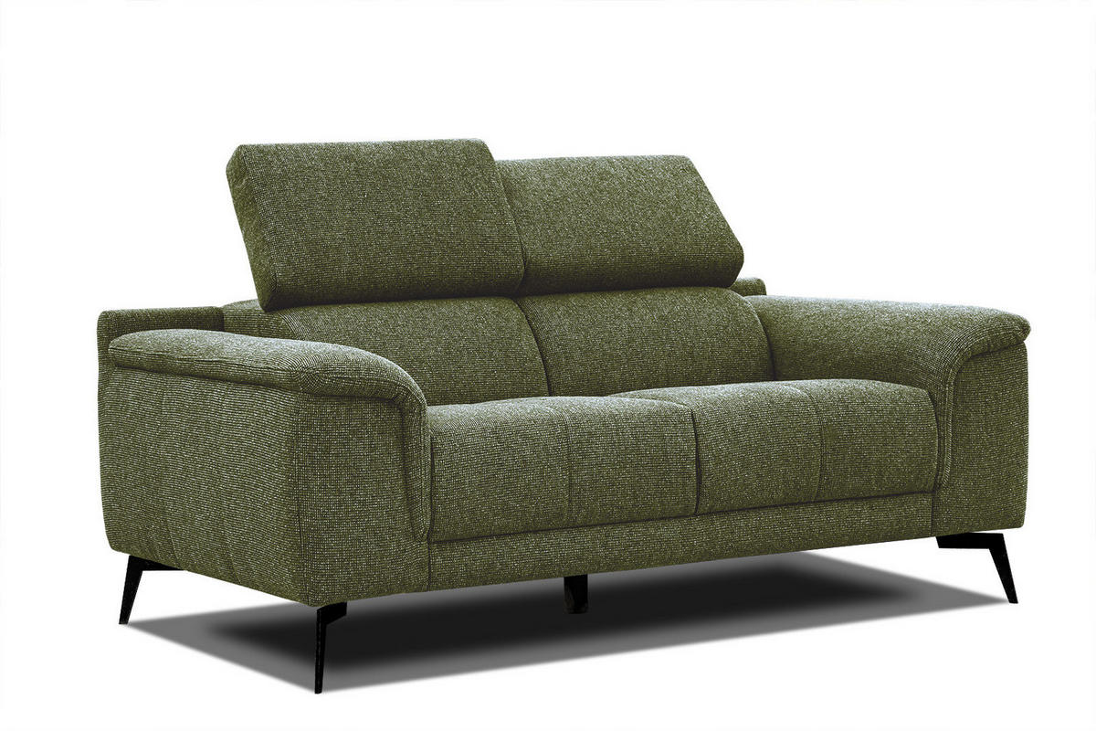 SOFA FIERO 2-Sitzer, olivgrün - Schwarz/Olivgrün, Holzwerkstoff/Textil (170/82/103cm) - Courtois Laville